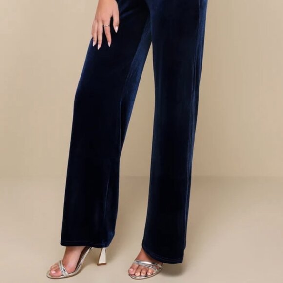 Lulus Fabulous Instinct Dark Blue Velvet Pearl Strapless Jumpsuit in Dark Blue - Picture 3 of 3